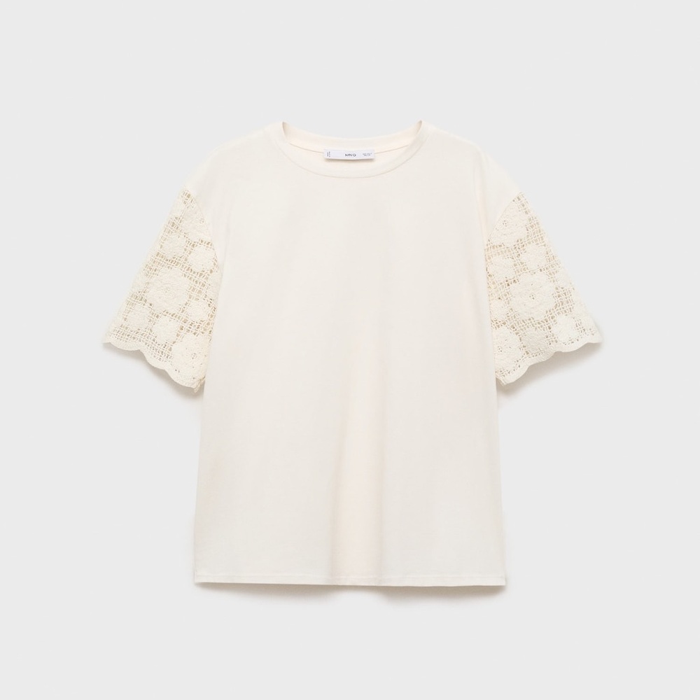 MANGO - Maternity top with crochet sleeves white - M - Woman